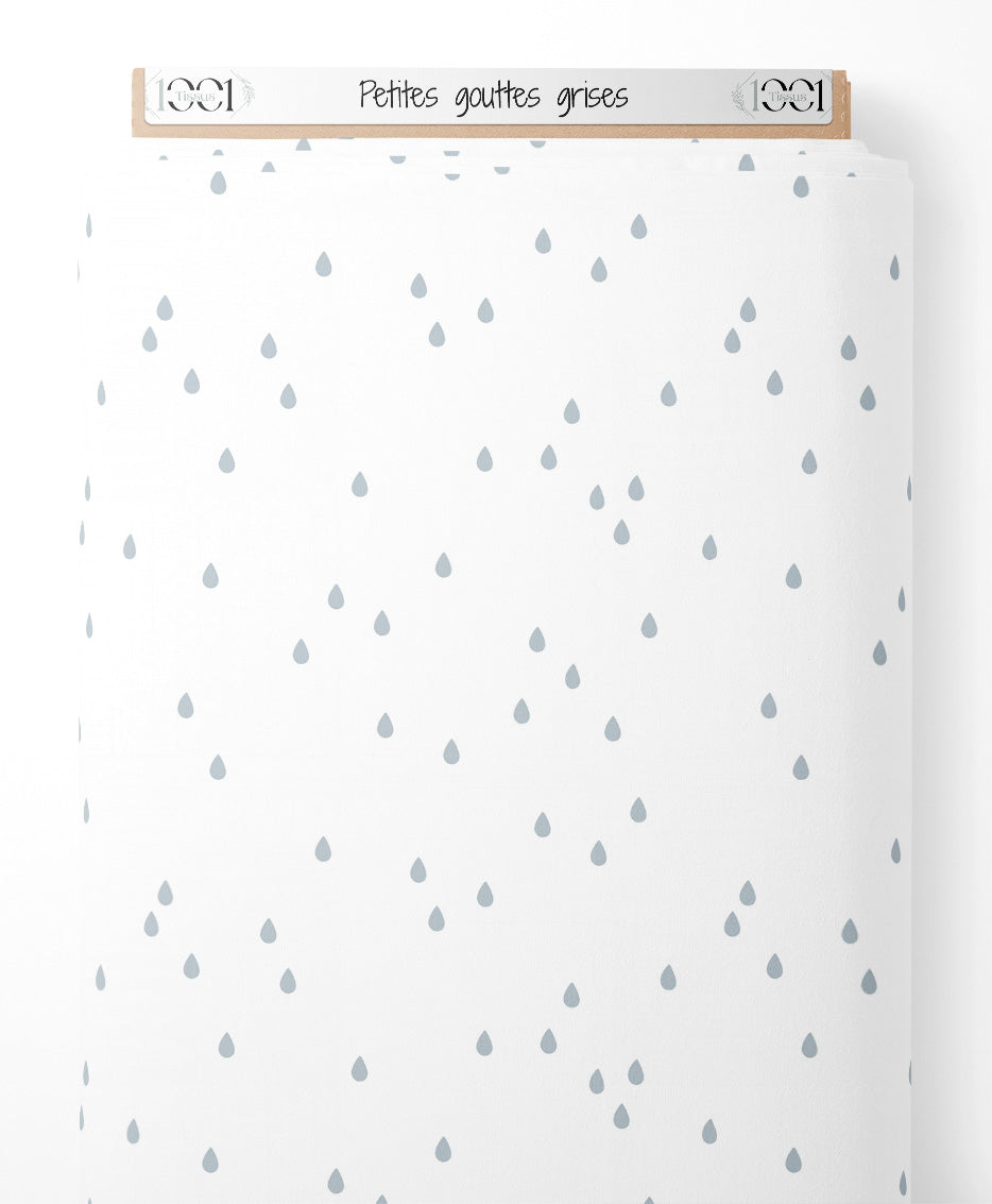 Tissu - Petites gouttes grises