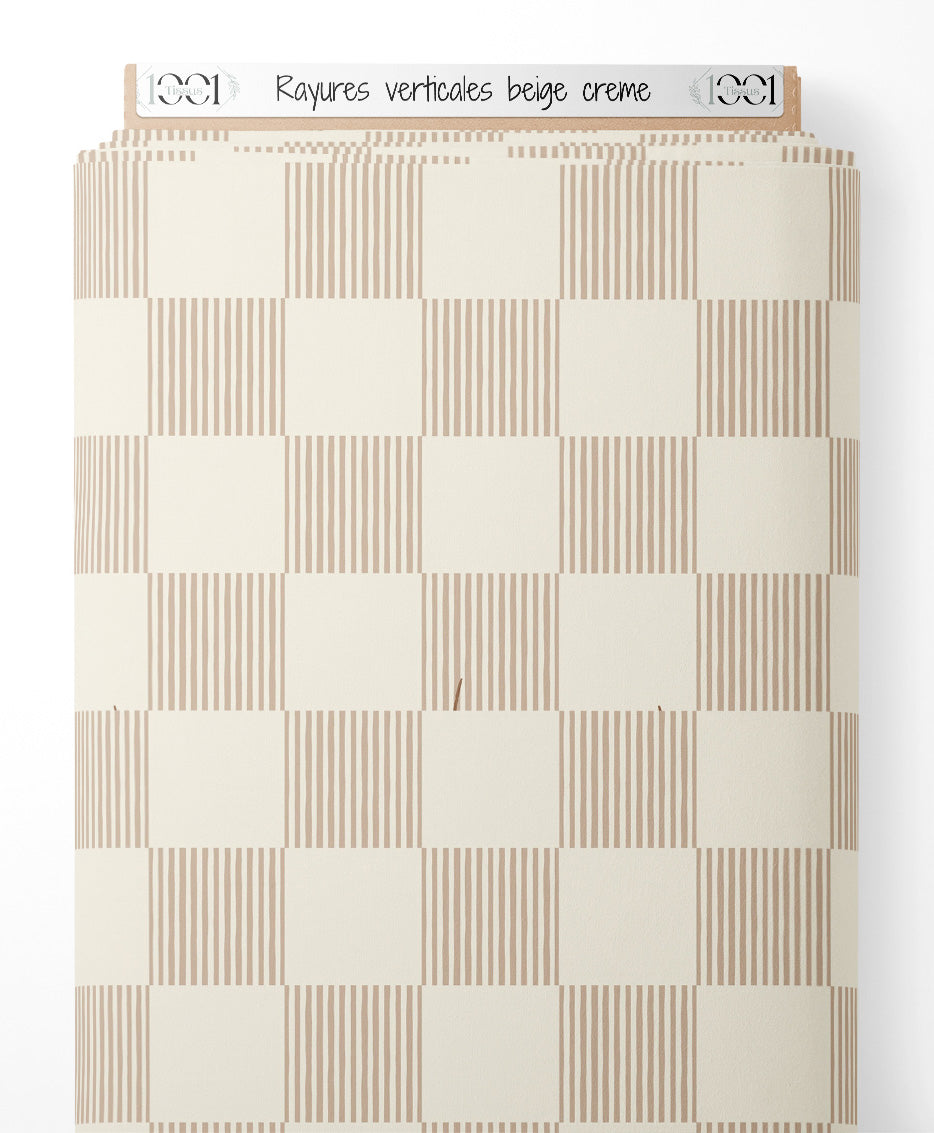 Tissu - Rayures verticales beige crème
