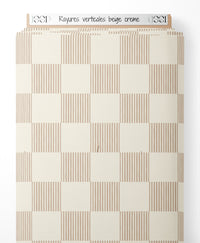 Tissu - Rayures verticales beige crème