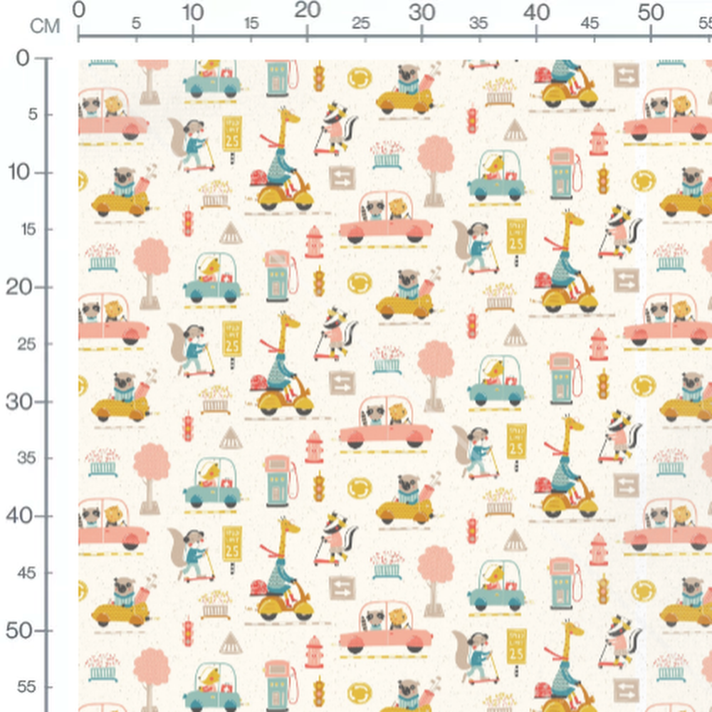 Tissu - Animaux conduisant véhicules