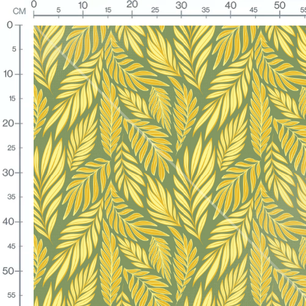 Tissu - Feuillage jaune et vert vibrant