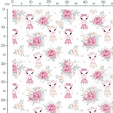 Tissu - Cochons pastel sur fond blanc
