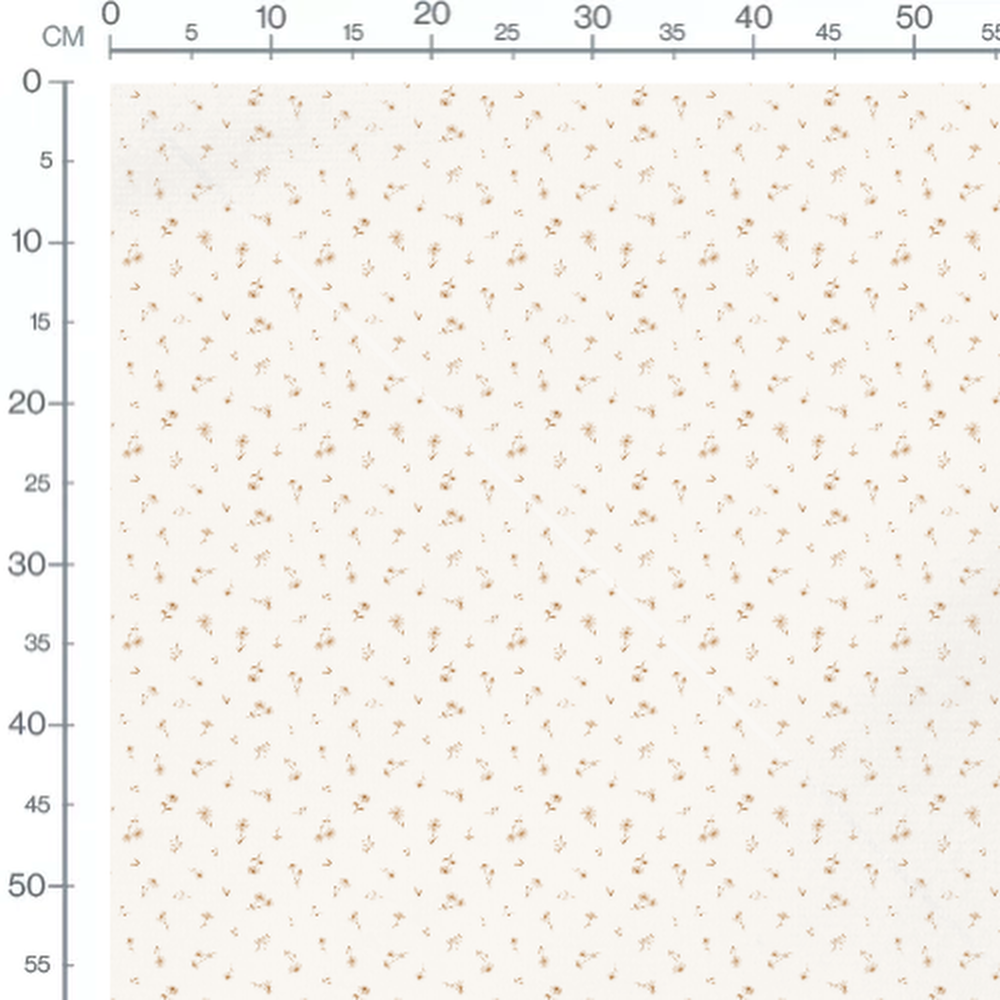 Tissu - Fleurs et feuilles marron clair 2