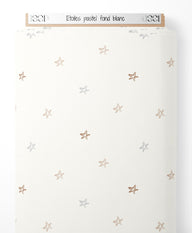 Tissu - Étoiles pastel sur fond blanc