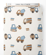 Tissu - Camions bleus et marron