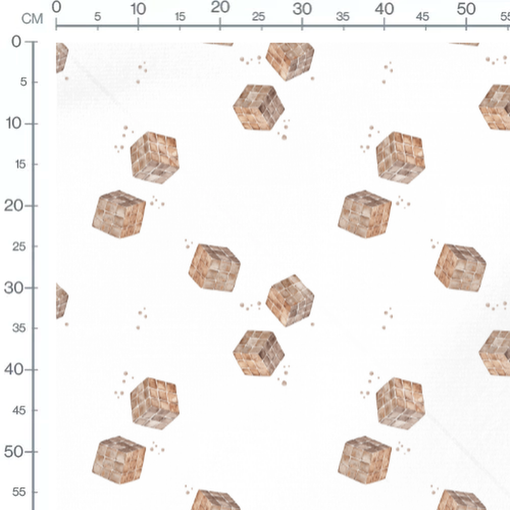 Tissu - Cubes bois et points marron