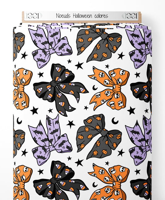 Tissu - Noeuds Halloween colorés
