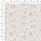 Tissu - Fleurs et lapins sur beige