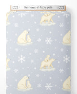 Tissu - Ours blancs et flocons petits