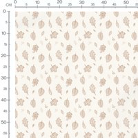 Tissu - Feuilles beiges sur fond crème