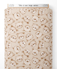 Tissu - Têtes d'ours beige variées