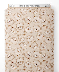 Tissu - Têtes d'ours beige variées