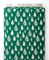 Tissu - Sapin stylisé fond vert