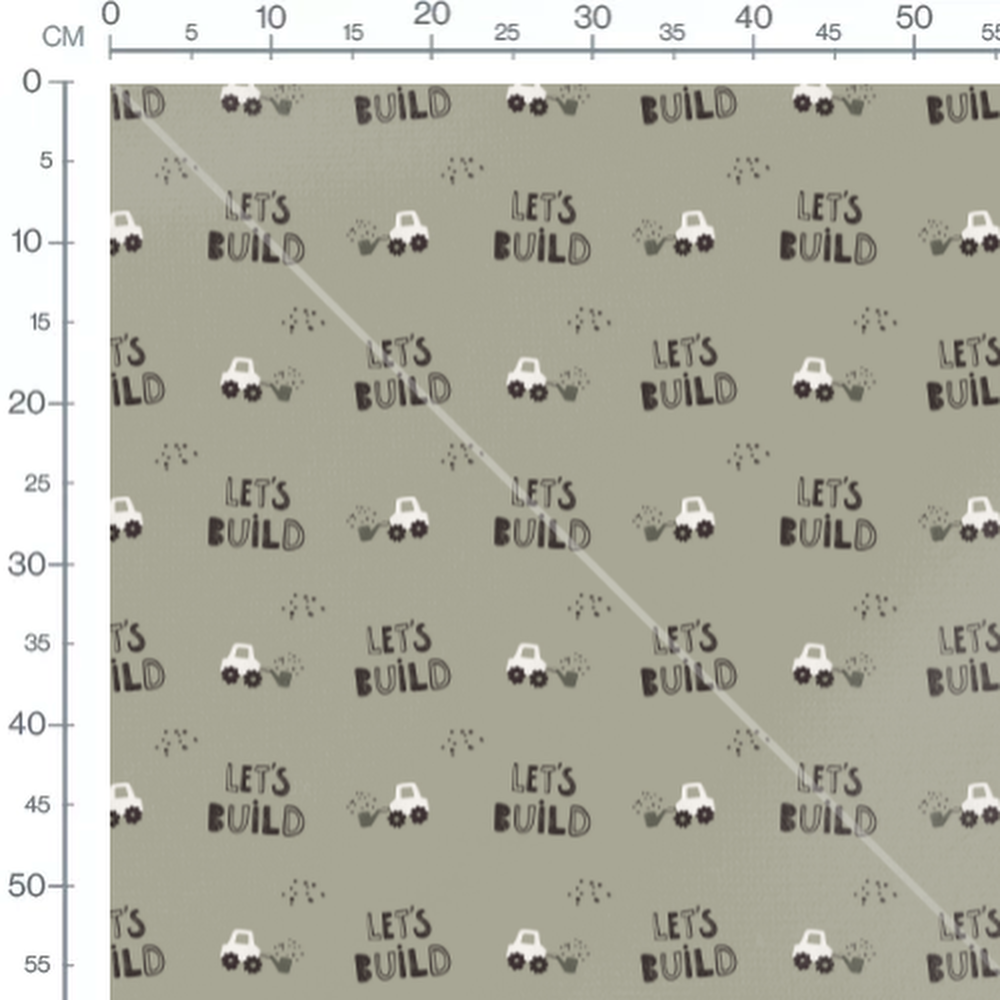 Tissu - Tracteurs et texte noir
