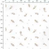 Tissu - Brindilles beige sur blanc