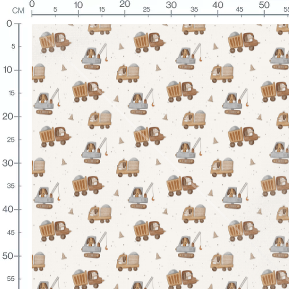 Tissu - Camions et chiens mignons