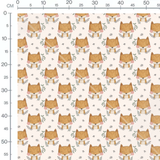 Tissu - Renards et feuillages dessinés