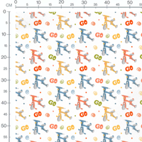 Tissu - Vélos et texte colorés