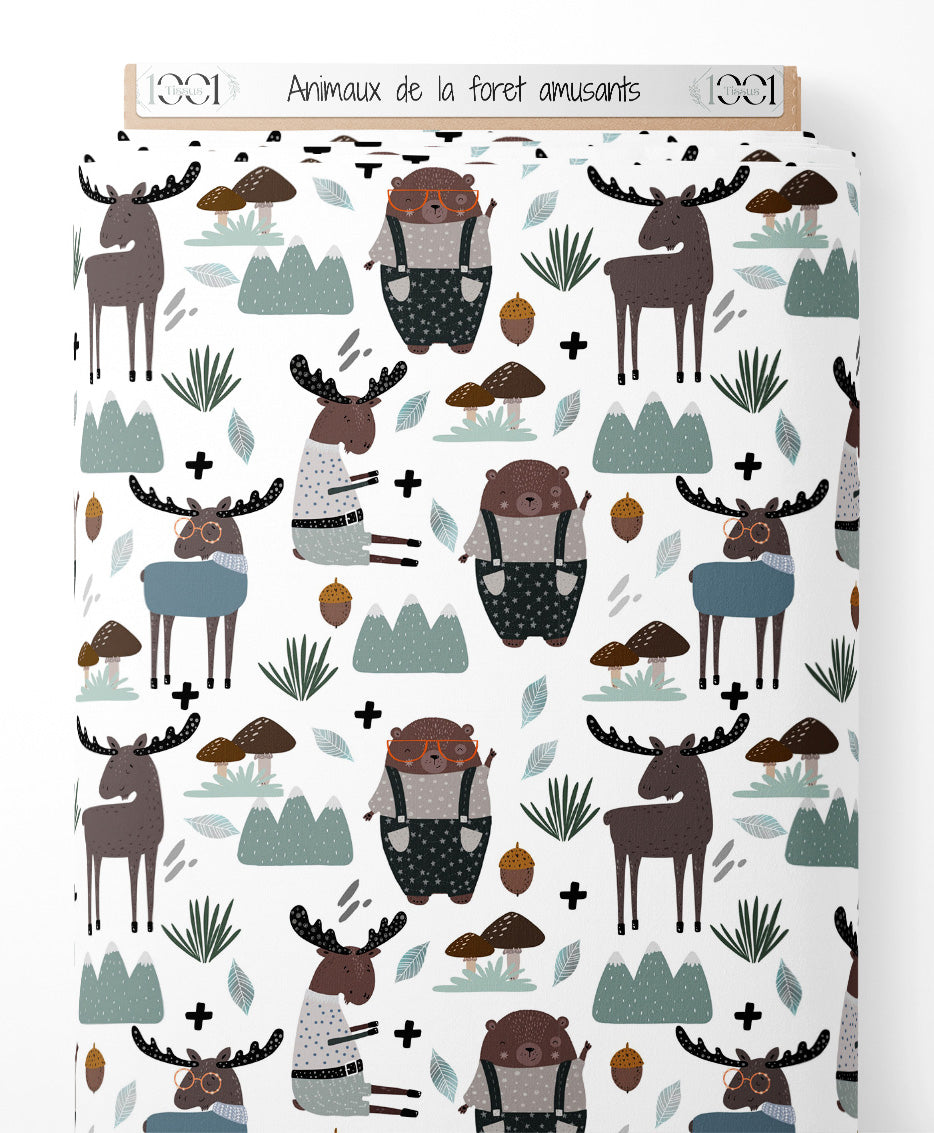 Tissu - Animaux de la forêt amusants