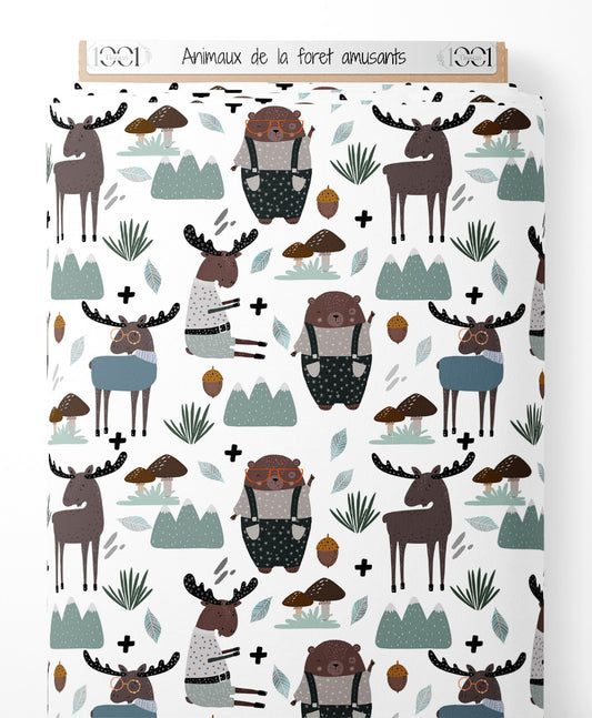 Tissu - Animaux de la forêt amusants