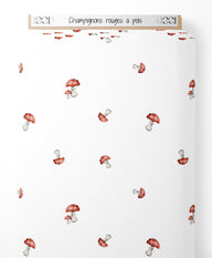 Tissu - Champignons rouges à pois