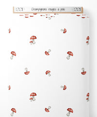 Tissu - Champignons rouges à pois