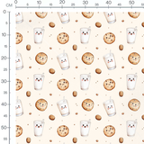 Tissu - Biscuits et verres sur crème