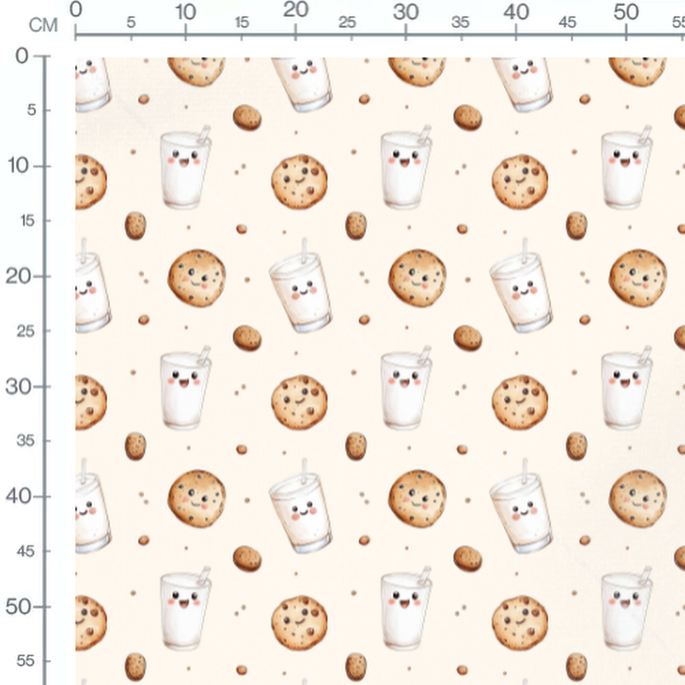 Tissu - Biscuits et verres sur crème