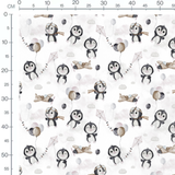 Tissu - Pingouins avec ballons et