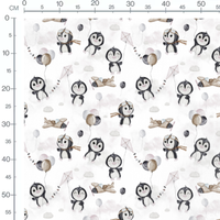 Tissu - Pingouins avec ballons et