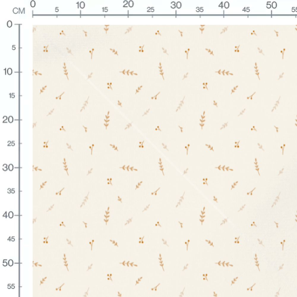 Tissu - Petites branches sur fond crème