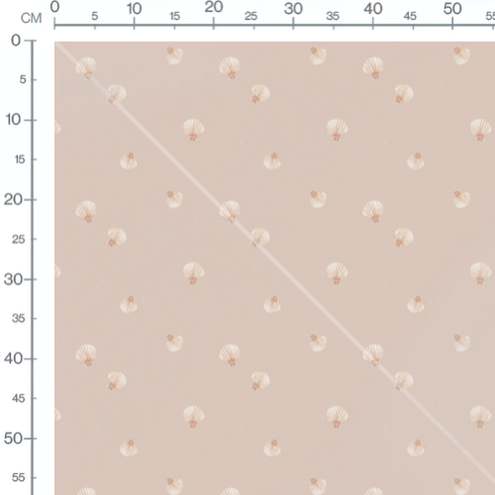 Tissu - Coquillages sur fond beige