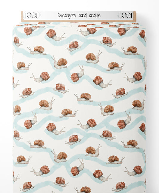Tissu - Escargots sur fond ondulé