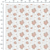 Tissu - Fleurs roses sur rayures bleues