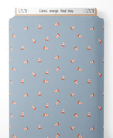 Tissu - Cônes orange sur fond bleu