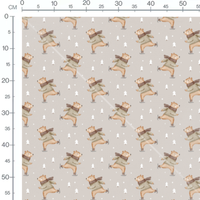 Tissu - Ours patineurs sur fond beige