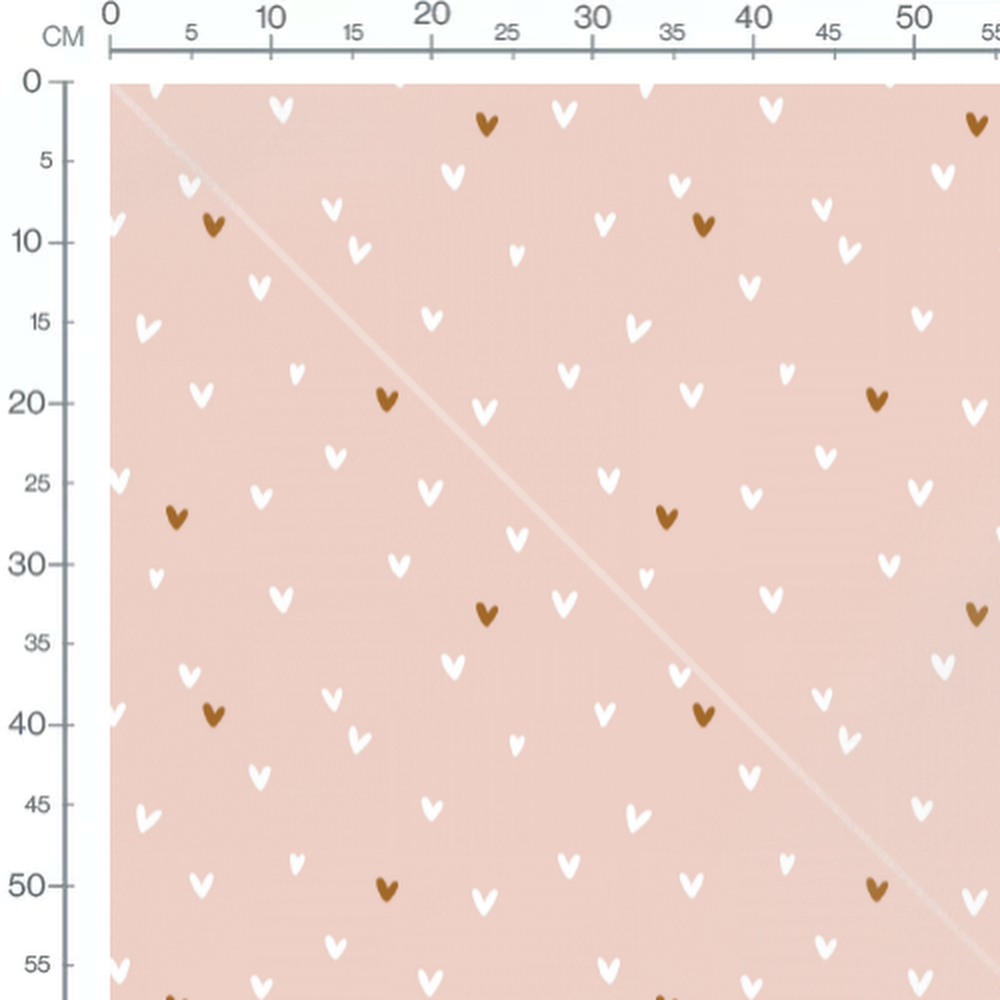 Tissu - Cœurs blancs et marron