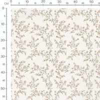 Tissu - Roses beiges et feuilles vertes