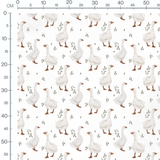 Tissu - Oies blanches sur fond blanc