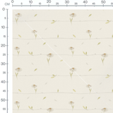 Tissu - Fleurs blanches et lignes grises