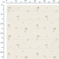 Tissu - Fleurs blanches et lignes grises