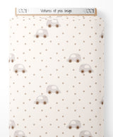 Tissu - Voitures et pois beige