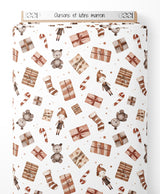 Tissu - Oursons et lutins marron