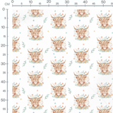 Tissu - Vaches fleuries aquarelle