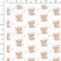 Tissu - Vaches fleuries aquarelle