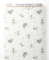 Tissu - Fleurs beiges sur fond blanc 2
