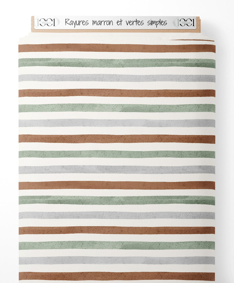 Tissu - Rayures marron et vertes simples