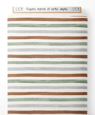 Tissu - Rayures marron et vertes simples
