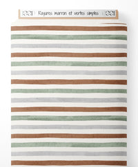 Tissu - Rayures marron et vertes simples