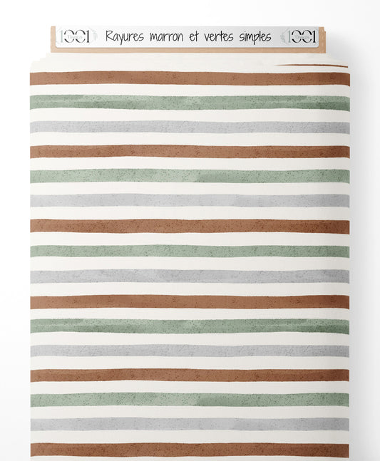 Tissu - Rayures marron et vertes simples